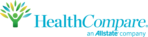 A logo for HealthCompare, an Allstate company.